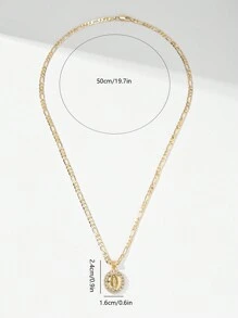 1pc European Style Copper Inlaid Zirconia 14K Gold Virgin Mary Pendant Necklace, Suitable As Mother's/Valentine's Gift, Daily & Festival Wear