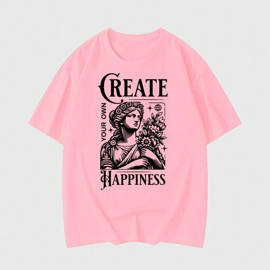 T-Shirt "Create Happiness" T-Shirt - Màu Hồng baby - Xem 1