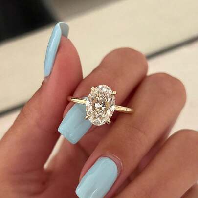 1 adet 925 Ayar Gümüş Parlak Oval Nişan Yüzüğü/Evlilik Yüzüğü, Kadınlar İçin Söz Yüzüğü/Sonsuzluk Yüzüğü, Zarif Takı Hediyesi