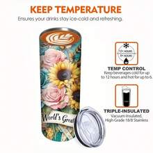 1 件 20 盎司不锈钢直水杯保温水杯，便携式时尚精美花朵图案水杯，可重复使用，保温水杯，多用途户外饮具，适用于家庭、办公室、健身、旅行、健身便携式水杯，母亲节礼物、生日礼物、节日礼物的最佳选择， - 彩色 - 查看 5