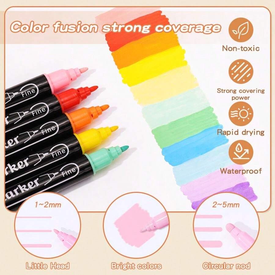 60+6Colors Fine/Dot Tip Acrylic Paint Marker Pens , For Rock Painting
