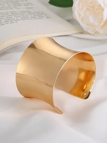 2022新款波西米亞風寬線袖口開口手鐲,朋克酷炫心理閃閃發光戒指手鐲,女士可調整手腕配件女孩珠寶 - 金色 - 查看 15