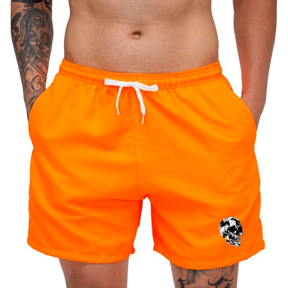 Bermuda Short Tactel Lightweight Mauricinho Skull Print Men's Training Gym Cardio - trái cam - Xem 1