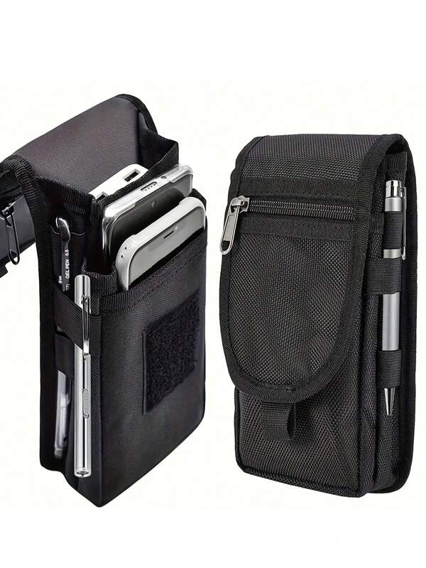 Portefeuille robuste pour homme, grande capacité – Élégant support tactique noir pour smartphone et pochette ceinture, organiseur multi-compartiments pour outils et gadgets, idéal pour la Saint-Valentin (fermeture éclair aléatoire)