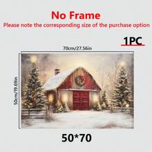 1 件迷人红色谷仓圣诞帆布艺术、冬季墙壁装饰、圣诞装饰、房间装饰、圣诞装饰品、圣诞礼物、客厅完美节日和周年纪念装饰帆布材料 - 带框 - 彩色 - 查看 13