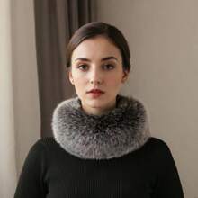1 件奢华仿狐狸毛领围巾 - 柔软、毛绒、优雅纯色长条围巾，适合女士 - 加厚保暖颈巾，适合秋冬季节 - 彩色 - 查看 17