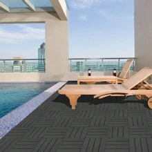 44 Pack 11.8"X11.8", Plastic Interlocking Deck Tiles,  Patio Flooring Outdoor Waterproof All Weather Use For Garden Poolside Front/Back Yard, Light Gray - 11.8"x11.8" - 查看 8