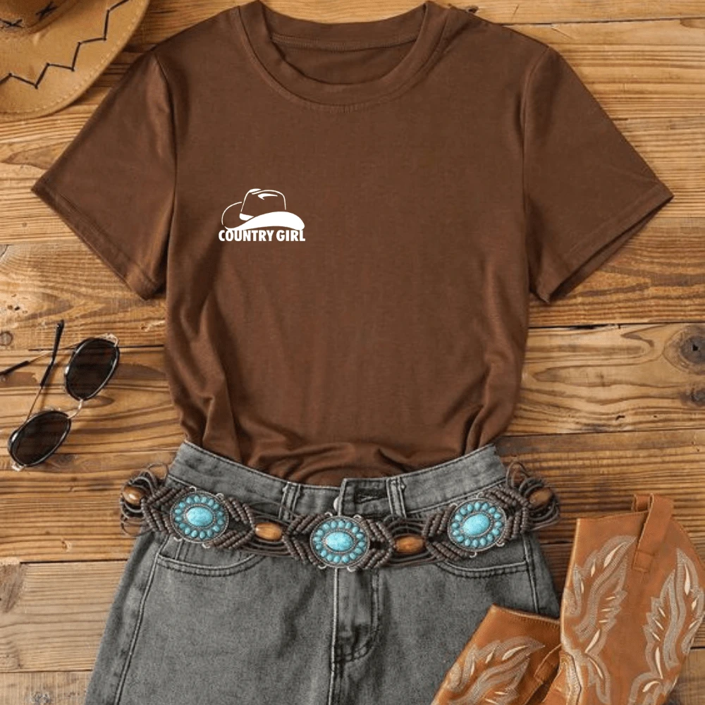 Women's Country Girl T-Shirt Comfortable Country Rodeo Comfortable Cowboy - Rỉ Nâu - Xem 1