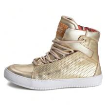 Women's Leather Gym Sneakers - 金色 - 查看 2