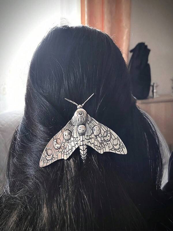 1 pieza Accesorio de cabello tipo garra de estilo gótico retro con diseño de polilla para fiestas