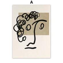 1 件抽象波西米亚风树叶线条脸心太阳墙壁艺术帆布画北欧海报和印刷品墙壁画适用于客厅装饰无框架 - 彩色 - 查看 16