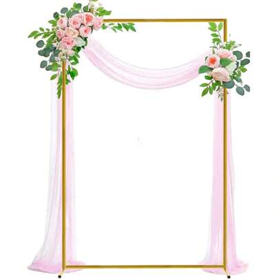 Soporte para arco de boda (2 m, 1,5 m) Soporte de arco de metal dorado para fondo, marco de arco para decoración de boda, fiesta de cumpleaños, ceremonia, celebración interior y exterior