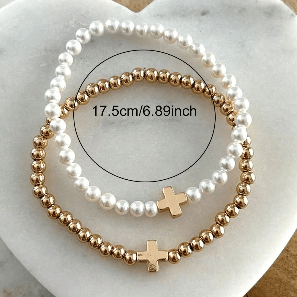 Bộ 2 vòng tay hạt cườm cho nữ, ngọc trai giả và mã não, trang sức cao cấp thích hợp cho những buổi hẹn hò hàng ngày, quà tặng Giáng sinh cho cô ấy - Nhiều màu - Xem 5