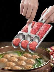 1 件三重肉丸制作器 - 不粘多功能模具，适用于 DIY 肉丸、沙拉三明治、饼干面团和冰糕 - 易于使用的烹饪工具，适合餐厅厨房和家庭烹饪爱好者 - 銀色 - 查看 1