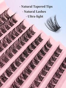 96pcs Cluster Lashes D Curl 0.07D Natural Long Individual Lash Clusters Wispy Daily Segmented Extension For Making Up Supply Natural Clusters - D - View 4