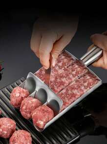 1 件三重肉丸制作器 - 不粘多功能模具，适用于 DIY 肉丸、沙拉三明治、饼干面团和冰糕 - 易于使用的烹饪工具，适合餐厅厨房和家庭烹饪爱好者 - 銀色 - 查看 6