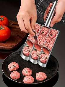 1 件三重肉丸制作器 - 不粘多功能模具，适用于 DIY 肉丸、沙拉三明治、饼干面团和冰糕 - 易于使用的烹饪工具，适合餐厅厨房和家庭烹饪爱好者 - 銀色 - 查看 3