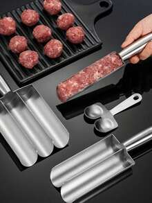 1 件三重肉丸制作器 - 不粘多功能模具，适用于 DIY 肉丸、沙拉三明治、饼干面团和冰糕 - 易于使用的烹饪工具，适合餐厅厨房和家庭烹饪爱好者 - 銀色 - 查看 7
