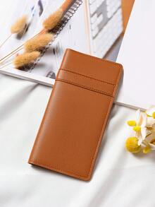 Lång smal plånbok för kvinnor, moderiktig kuvertväska med 12 kortfack, tryckknappsknäppning, vertikal researrangör i PU-läder