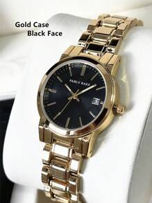 1 Stück 18K Gold Schmuck Sommer Accessoires Frauen Vintage Uhr Damen Luxus Kleid Uhr Edelstahl schwere Armband Kette Romantische Montre IPG Vergoldet Topmarke Neu AAA Qualität Elegant Hochwertig Modisches Karomuster Design