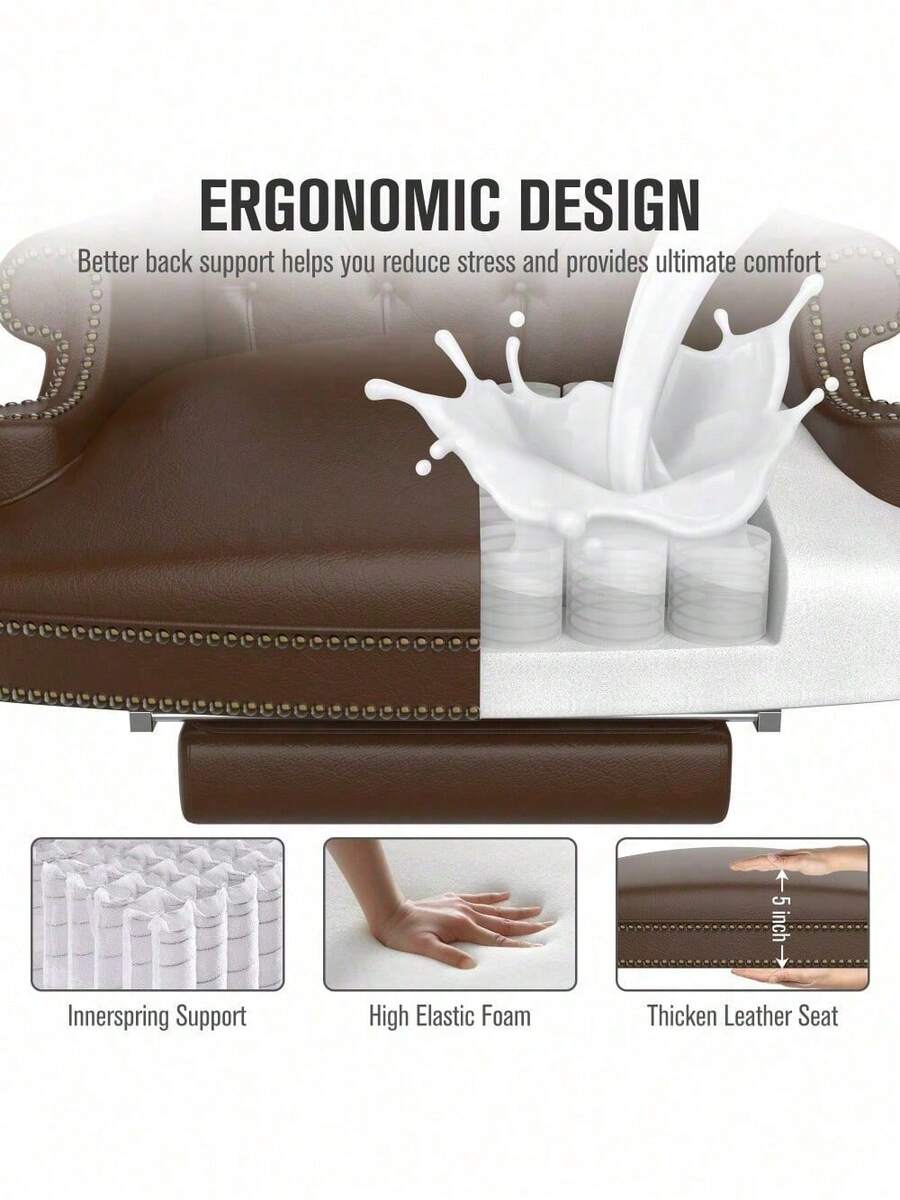 330LBS Executive Office Chair With Footstool, Ergonomic Design High