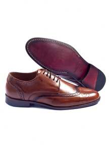 Italian Leather Formal Shoes Comfortable Sole Belt And Wallet Gift - 鏽棕色 - 查看 5