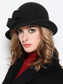 1 stuk effen dameshoed met strik, elegante retro, casual chique, modieuze fietshoed, geschikt voor wandelen in de buitenlucht, reizen, feesten, optredens, dagelijks gebruik, warm en winddicht, vintage bolhoed, Europese en Amerikaanse stijl, winter