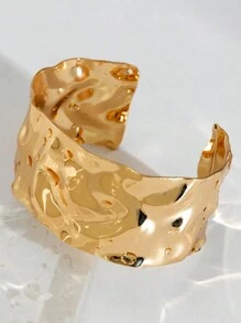 2022新款波西米亞風寬線袖口開口手鐲,朋克酷炫心理閃閃發光戒指手鐲,女士可調整手腕配件女孩珠寶 - 金色 - 查看 9