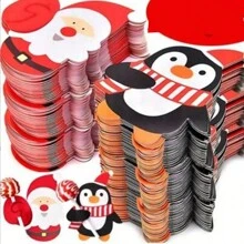 50 piezas Tarjetas de papel de Navidad, Tarjetas de papel con dibujos de Papá Noel, Tarjetas de papel con piruleta, Bolsas de regalo con pingüinos y muñecos de nieve, Decoración para fiesta de Año Nuevo, Fiesta de cumpleaños, Decoración de regalo, Tarjetas para insertar en decoración de fiesta, Decoración de Año Nuevo 2026