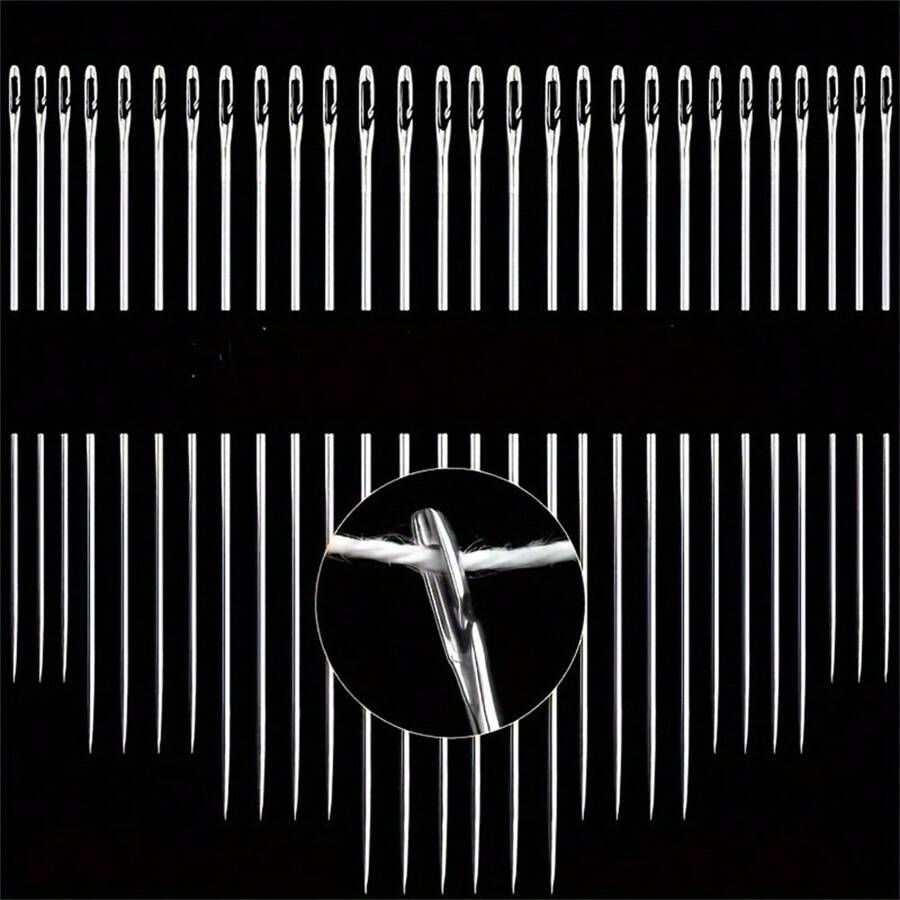 30Pcs SelfThreading Needle Set With Wooden Storage Case Easy Hand