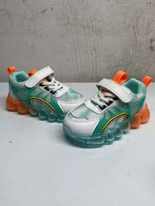 1 双儿童运动鞋，男孩/女孩复古厚底运动鞋，软底流行时尚学生跑鞋，秋冬季 - 綠色 - 查看 8