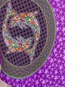 Yong Knit Beach Sarong Women's Beach Skirt Print Option 6 Size 1.1*1.7m - 紫色 - 查看 2