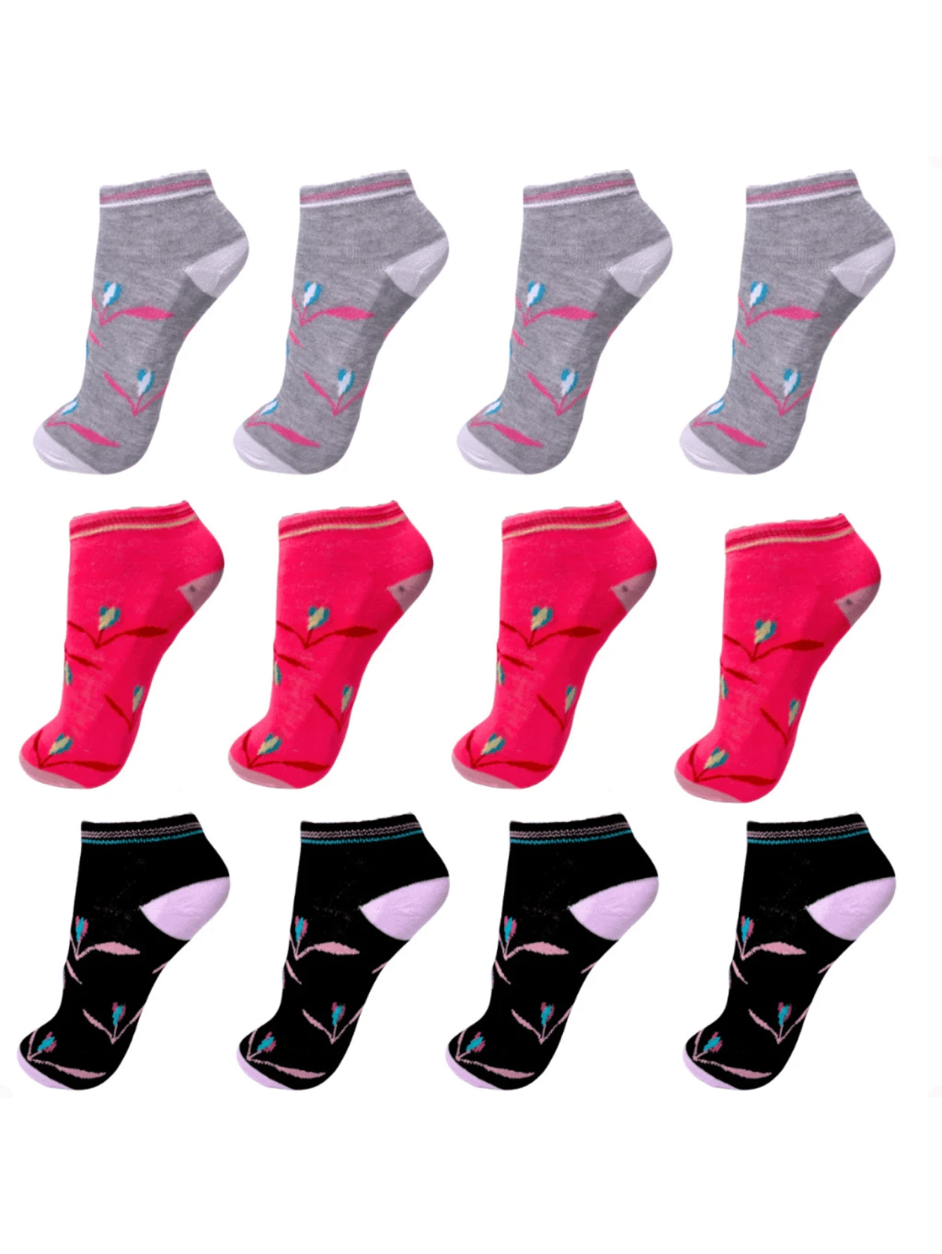 Kit 12 Women's High Comfort Short Shaft Socks Assorted Colors - Multicolor - View 1