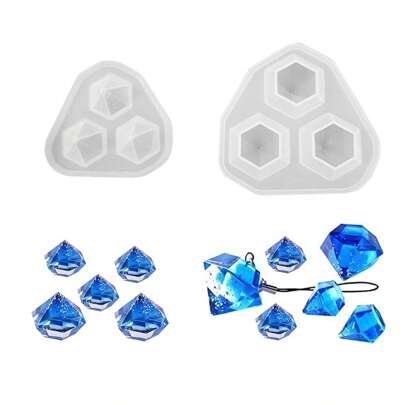 1 pieza Molde de silicona en forma de diamante, molde de resina epoxi para goteo de pegamento para manualidades de pendientes, colgantes, llaveros, decoración de pasteles y chocolates