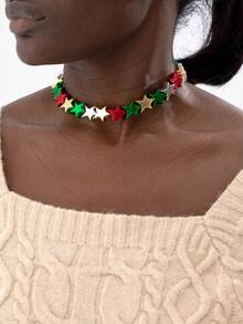 imoli 1 chiếc đèn giao thông đổi màu chất liệu CCB thời trang đa năng, dây chuyền hình vuông hình học thắt nút hình ngôi sao, phụ kiện áo len, quà tặng tiệc Giáng sinh cho phụ nữ (Dây chuyền thủ công tùy chỉnh theo kích thước, số lượng hạt và ngôi sao có thể thay đổi) - Nhiều màu - Xem 5