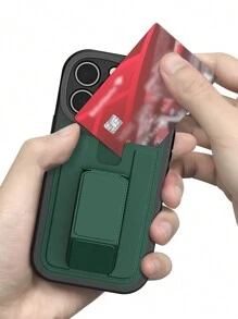 1 chiếc ốp lưng bảo vệ điện thoại màu xanh đậm có khe đựng thẻ, tương thích với iPhone 11, 13 Pro Max, có khe đựng thẻ tín dụng, phiên bản quốc tế, không phải phiên bản nội địa. - màu xanh lá - Xem 4