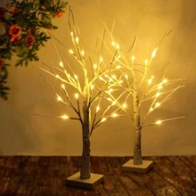 1pc 24LED Artificial White Birch Tree Light, Tabletop Mini Fake Tree Lamp For Home Decor, Christmas Decoration, Desk Ornament, Suitable For Bedroom, Office, Wedding, Party & Festival, USB Powered Christmas Decor Christmas Gift Thanksgiving Christmas Tree Decor Ornaments Christmas Light Bedroom Decor Home Decor Party Decor Holiday Festival Room Decor