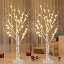 1pc 24LED Artificial White Birch Tree Light, Tabletop Mini Fake Tree Lamp For Home Decor, Christmas Decoration, Desk Ornament, Suitable For Bedroom, Office, Wedding, Party & Festival, USB Powered Christmas Decor Christmas Gift Thanksgiving Christmas Tree Decor Ornaments Christmas Light Bedroom Decor Home Decor Party Decor Holiday Festival Room Decor