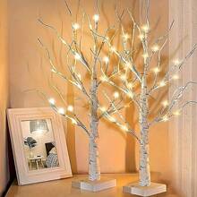 1pc 24LED Artificial White Birch Tree Light, Tabletop Mini Fake Tree Lamp For Home Decor, Christmas Decoration, Desk Ornament, Suitable For Bedroom, Office, Wedding, Party & Festival, USB Powered Christmas Decor Christmas Gift Thanksgiving Christmas Tree Decor Ornaments Christmas Light Bedroom Decor Home Decor Party Decor Holiday Festival Room Decor