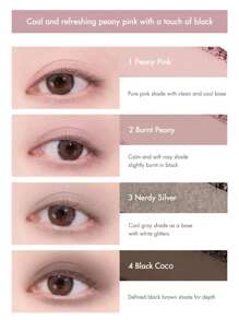 Rom&nd Better Than Eyes Eyeshadow Palette B02 Peony Black, Basic Eyeshadow Palette, 4 Colors Daily Natural Tones, X INAPSQUARE, Velvet Texture, Easy To Blend, Vivid Colors, Matte And Shimmer Finishes, High Color Payoff, Long-Lasting, Korean Makeup, Korea Cosmetics, Gift - B02 PEONY IN BLACK - 查看 7