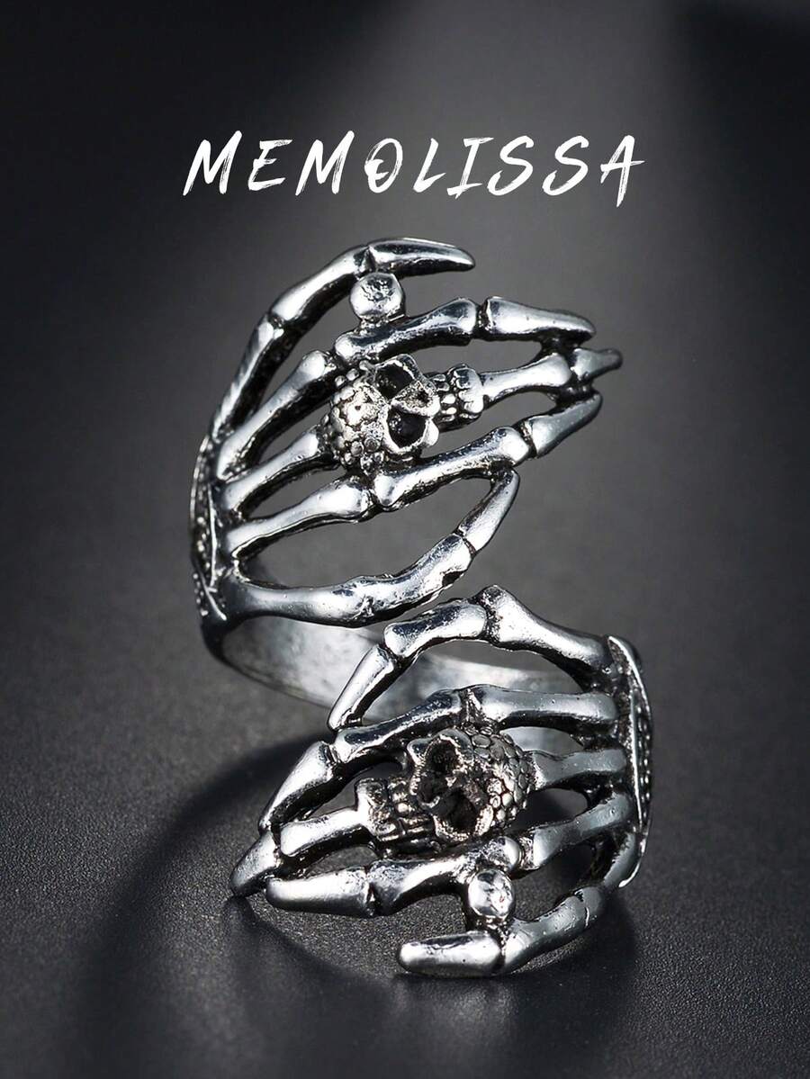 1pc Punk Vintage Skull Ring - Skull - View 1