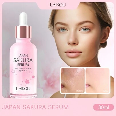 LAIKOU 1瓶莱寇日本樱花深层滋养面部精华液，30毫升，肌肤焕活精华，收缩毛孔，便携装，适合旅行，是送给女性、母亲、妻子、姐妹、青少年、女友的绝佳礼物，也是母亲节的理想之选。