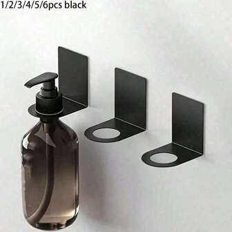 Black Stainless Steel Punch-Free Storage Rack, Wall-Mounted, Space-Saving, Punch-Free Shower Gel Hanging Rack Hand Soap Rack Shampoo Dish Soap Space Aluminum Wall Hanging Bottle Rack Wall Storage Rack, Perfect Bathroom Accessories, Suitable For Kitchen, Bathroom, Hotel , A Must-Have Tool For The Home.