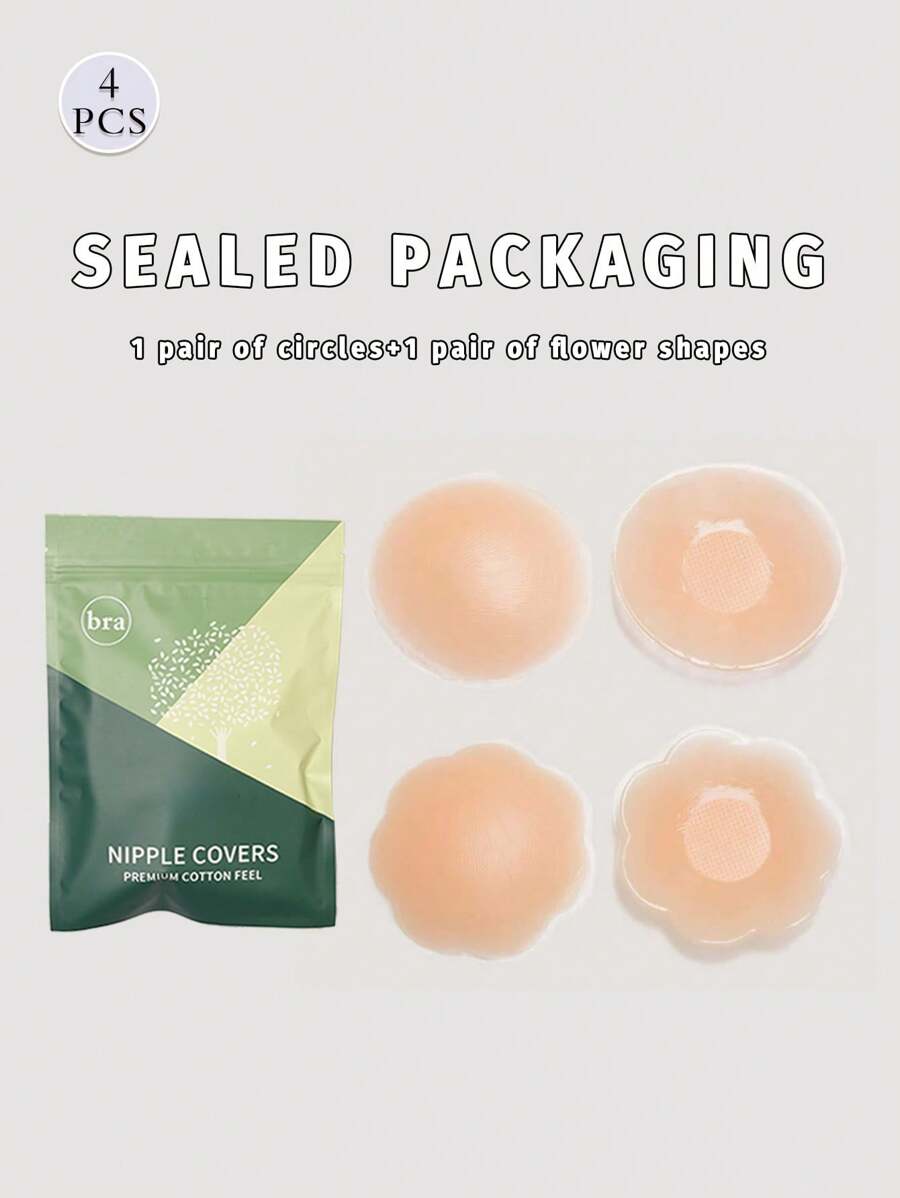4pcs Of Reusable Invisible Adhesive Nipple Covers For Swimsuits