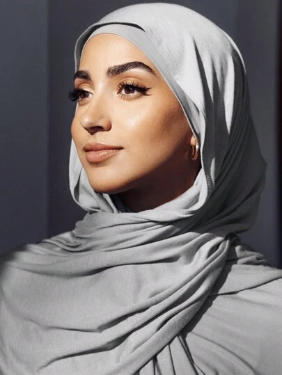 2 件套：针织匹配头巾和下帽套装，纯色，舒适、亲肤、透气莫代尔面料，1 件简易管状头巾帽 + 1 件轻质莫代尔围巾，适合日常保守遮盖