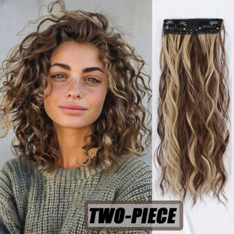 2pcs Wavy Crimped Volume Hair Pieces To Add Hair Density, Hair Clips - Brown Hair Extensions For Women, Suitable For Daily Wear And Party