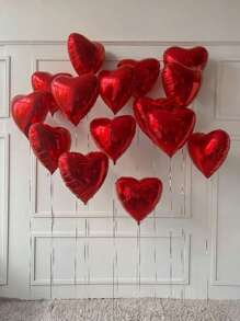 10 个 18 英寸大型心形气球超大红色铝箔气球情人节爱情气球适用于婚礼订婚周年纪念派对礼品装饰 - 彩色 - 查看 4