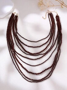 Conjunto de 2 peças de colar longo com contas de acrílico boêmio europeu e americano, moderno para usar com suéteres no outono/inverno