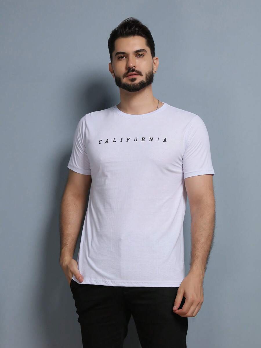 T-Shirts Basic Printed Shirt COLIFORNIA 100% Cotton - trắng - Xem 1