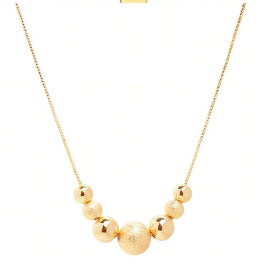 Necklace With Balls And Venetian Chain Details, 18k Gold Plated - Gold - View 1